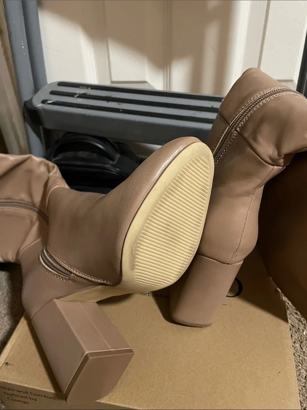 Women's Tall Block Heel Boots - Taupe